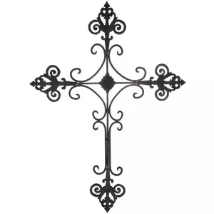 Brushed Fleur-De-Lis Metal Wall Cross
