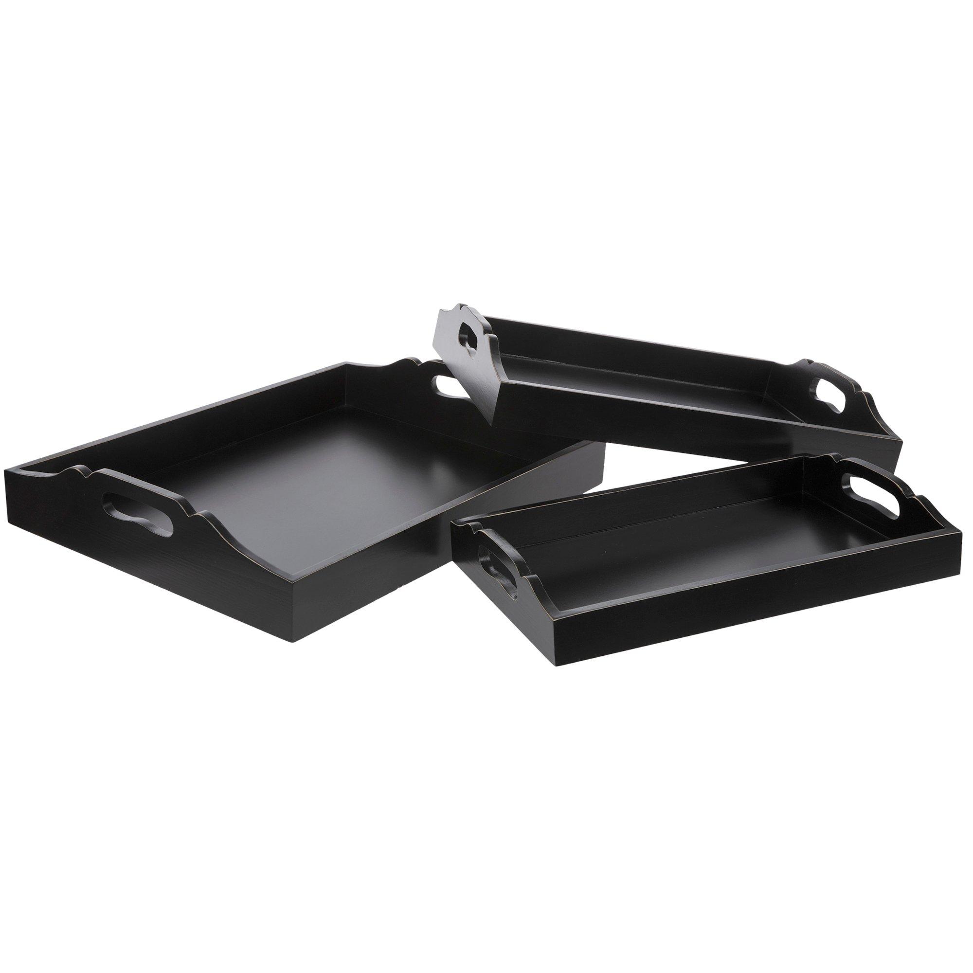 Black Wood Tray Set Hobby Lobby 434365