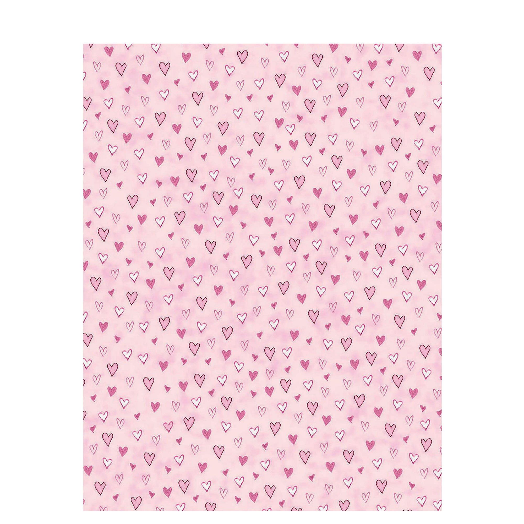Blush Pink Hearts Pattern White Scrapbook Paper