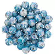 Blue & White Round Beads - 10mm