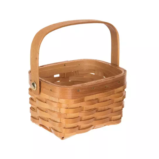 Small Wooden Decorative Woodchip Basket with Handles Empty Baskets