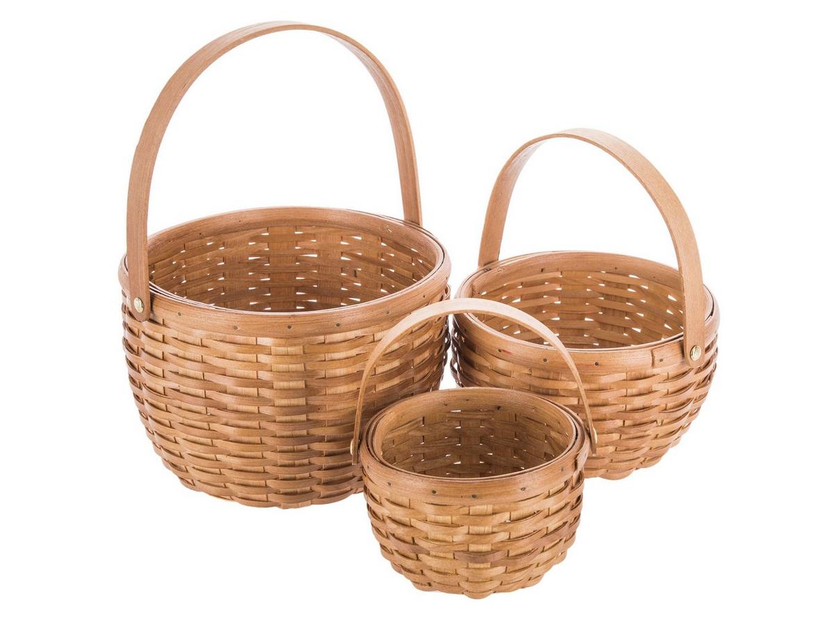 Honey Rattan & Woodchip Basket Set