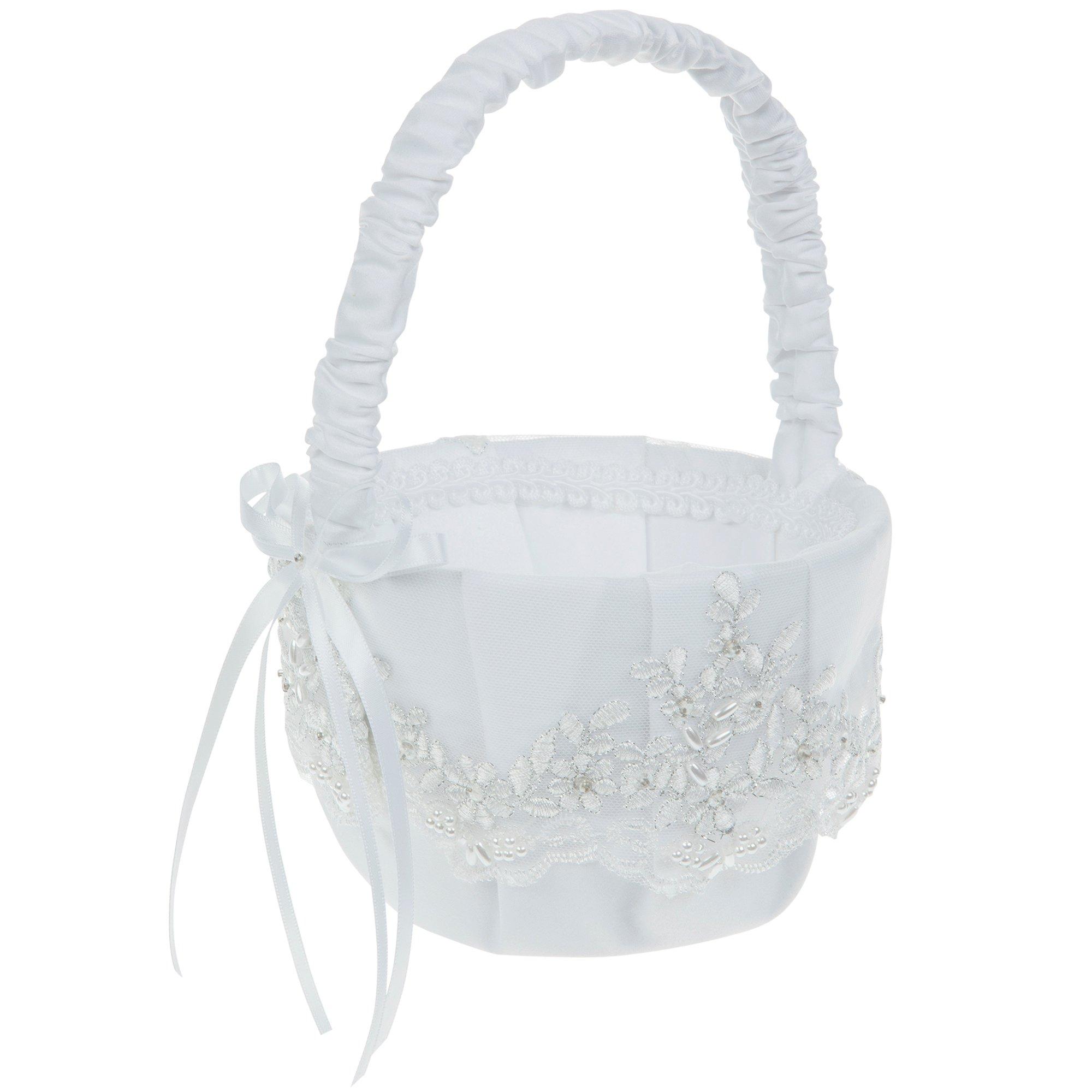 Embroidered Floral & Pearl Flower Basket Hobby Lobby 456475