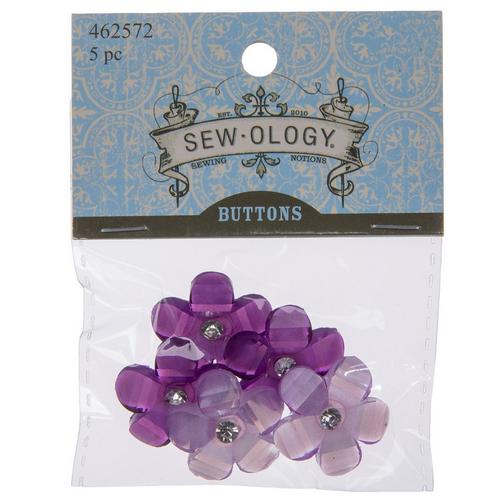 Pink  Sparkle Flower Shank Buttons  26mm
