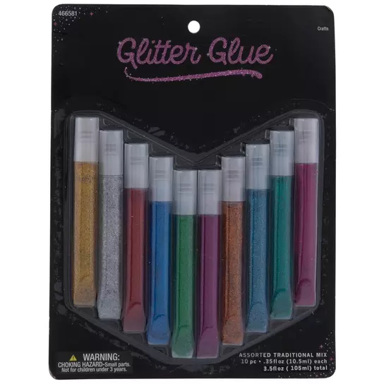 Glitter Glue Sticks 10pc Squeeze Pens 5 Colors Silver Gold Red Green Blue