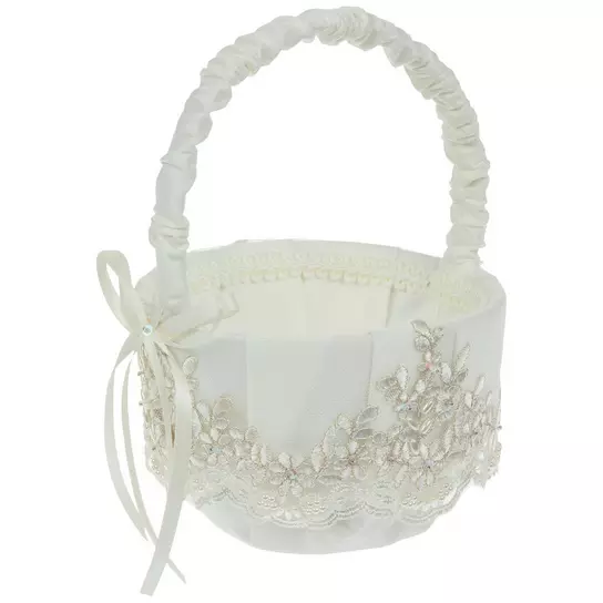 Embroidered Floral & Pearl Flower Basket | Hobby Lobby | 469056