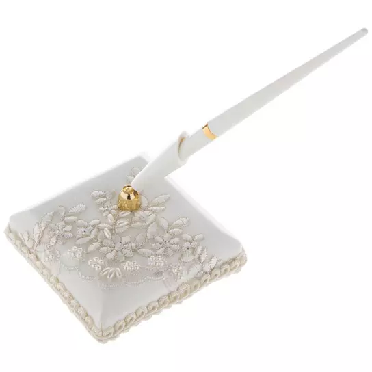 Gold Dipped Wedding Guest Book with Pen | Style Me Pretty