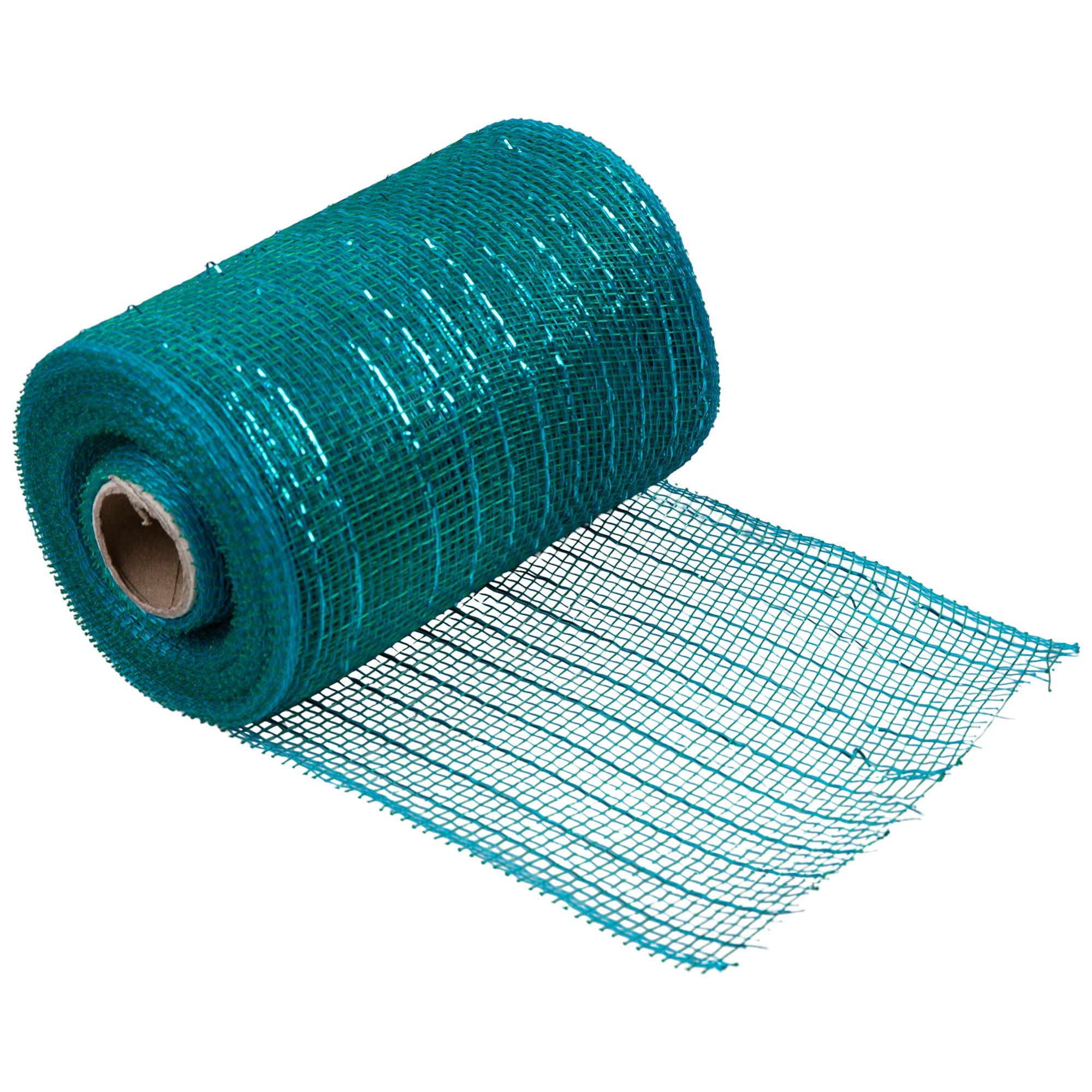 Turquoise Teal Blue 5.5 Wide Deco Metallic Foil Mesh Ribbon Roll 