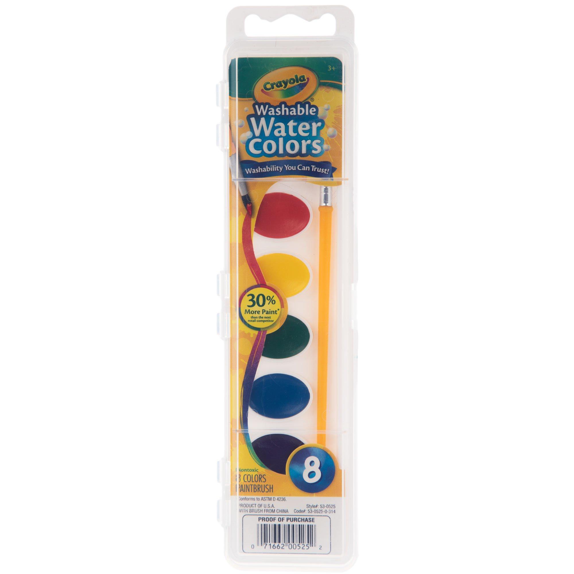 Crayola Washable Watercolor Paint, 8 Assorted Colors