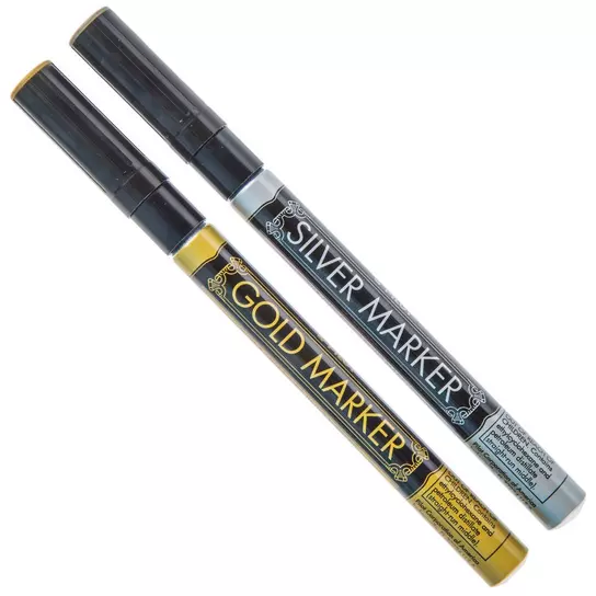 Artskills Broad Line Metallic 2 PC Silver and Gold Permanent Paint Markers