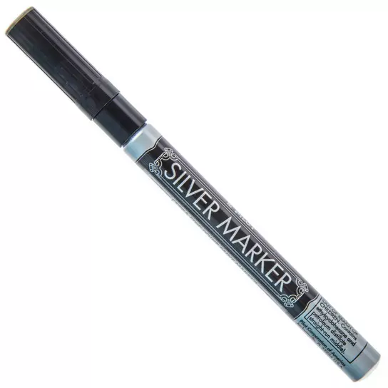 Jam Paper Fine Line Opaque Paint Markers, Silver, Sold Individually