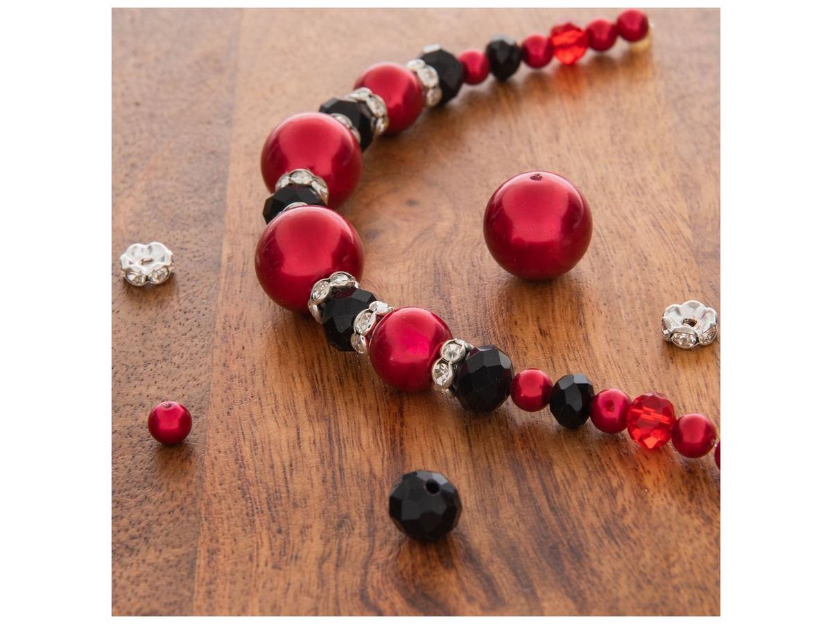 Red & Black Glass Pearl & Rhinestone Bead Strand | Hobby Lobby 