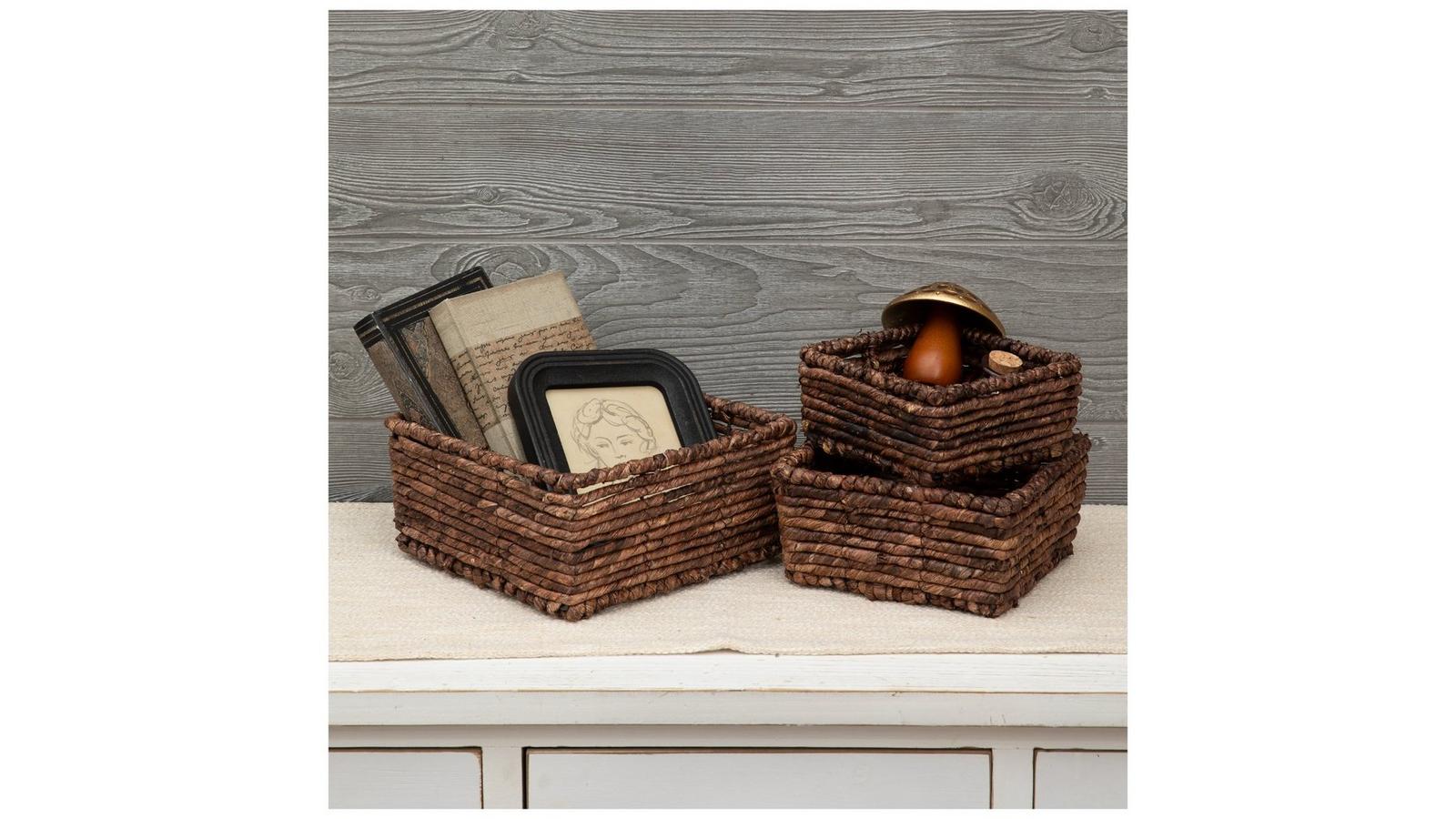 Dark Brown Square Maize Basket Set | Hobby Lobby | 485581
