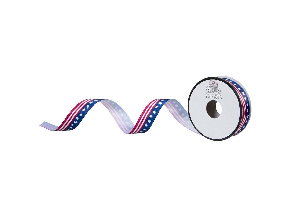 Stars & Stripes Single-Face Satin Ribbon - 5/8