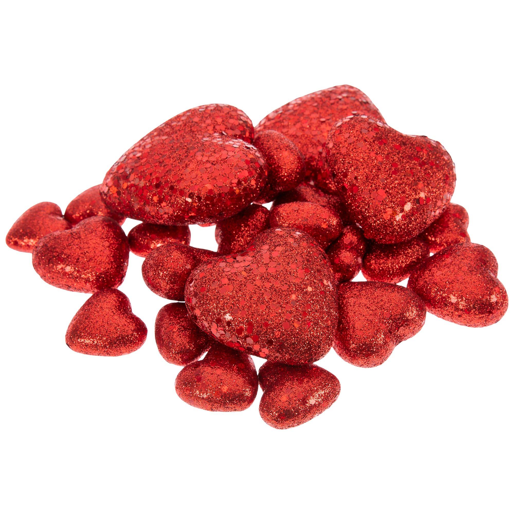 Red Glitter Heart Buttons 