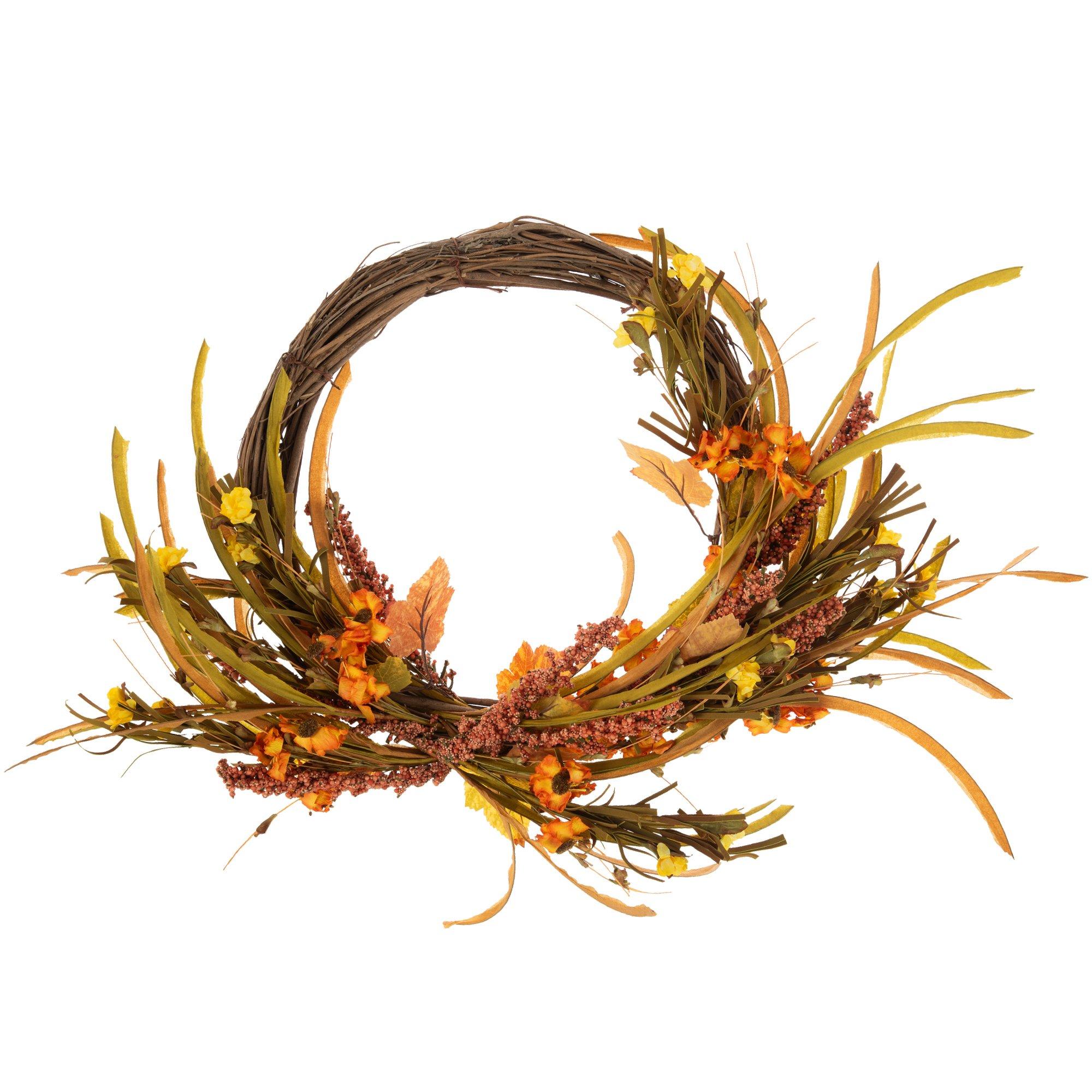 Flowers & Dried Grass Twig Wreath Hobby Lobby 5028816