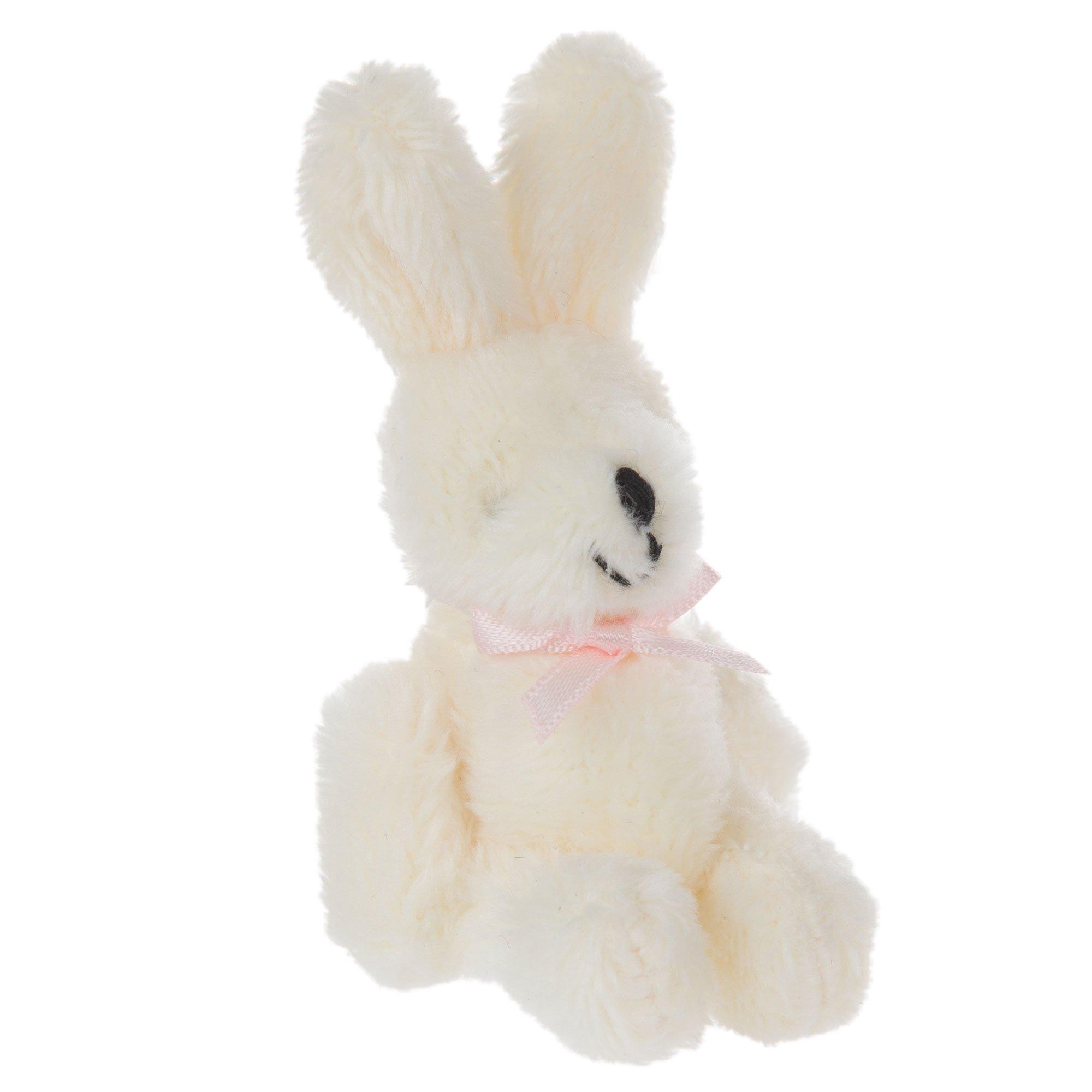 1 Inch Scale Stuffed Plush White Easter Bunny Dollhouse Miniature