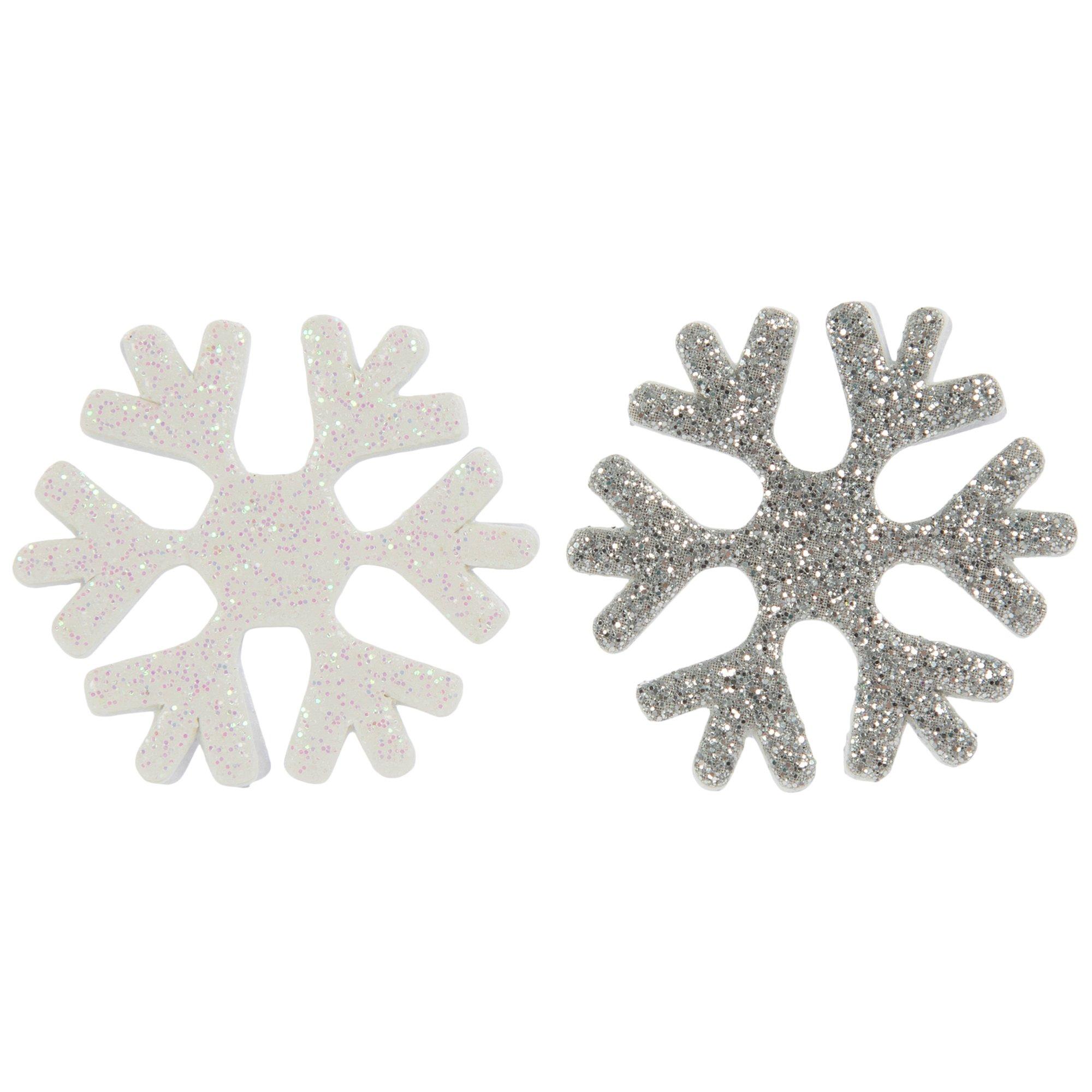 Silver & Iridescent Glitter Snowflake Stickers Hobby Lobby 5049523
