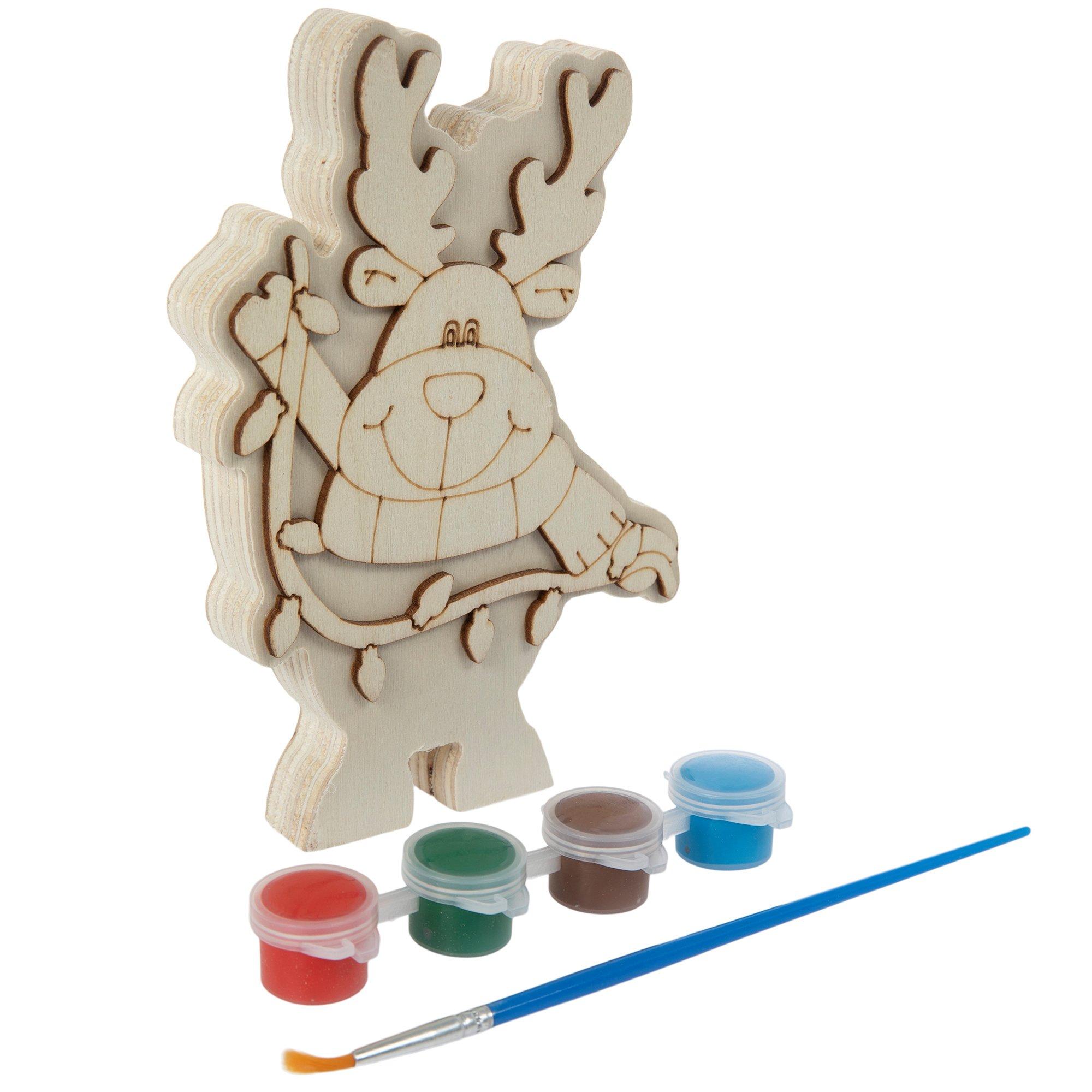 Reindeer With Lights Wood Painting Craft Kit view 1