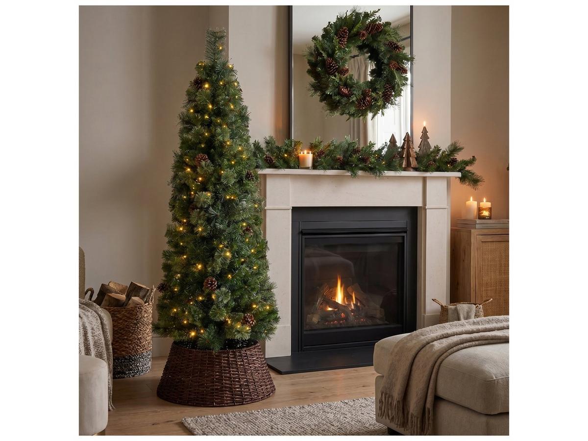 pre dressed christmas trees 7 Foot King Noble Fir Artificial Christmas Tree 500 LED Lights