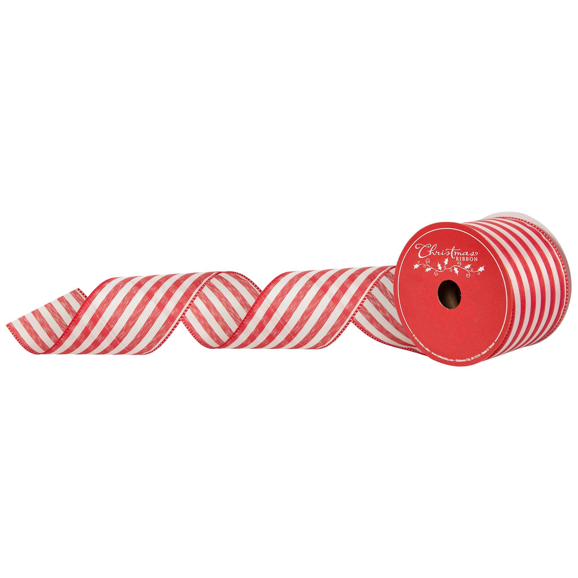 Red & White Striped Wired Edge Ribbon Hobby Lobby 5069638
