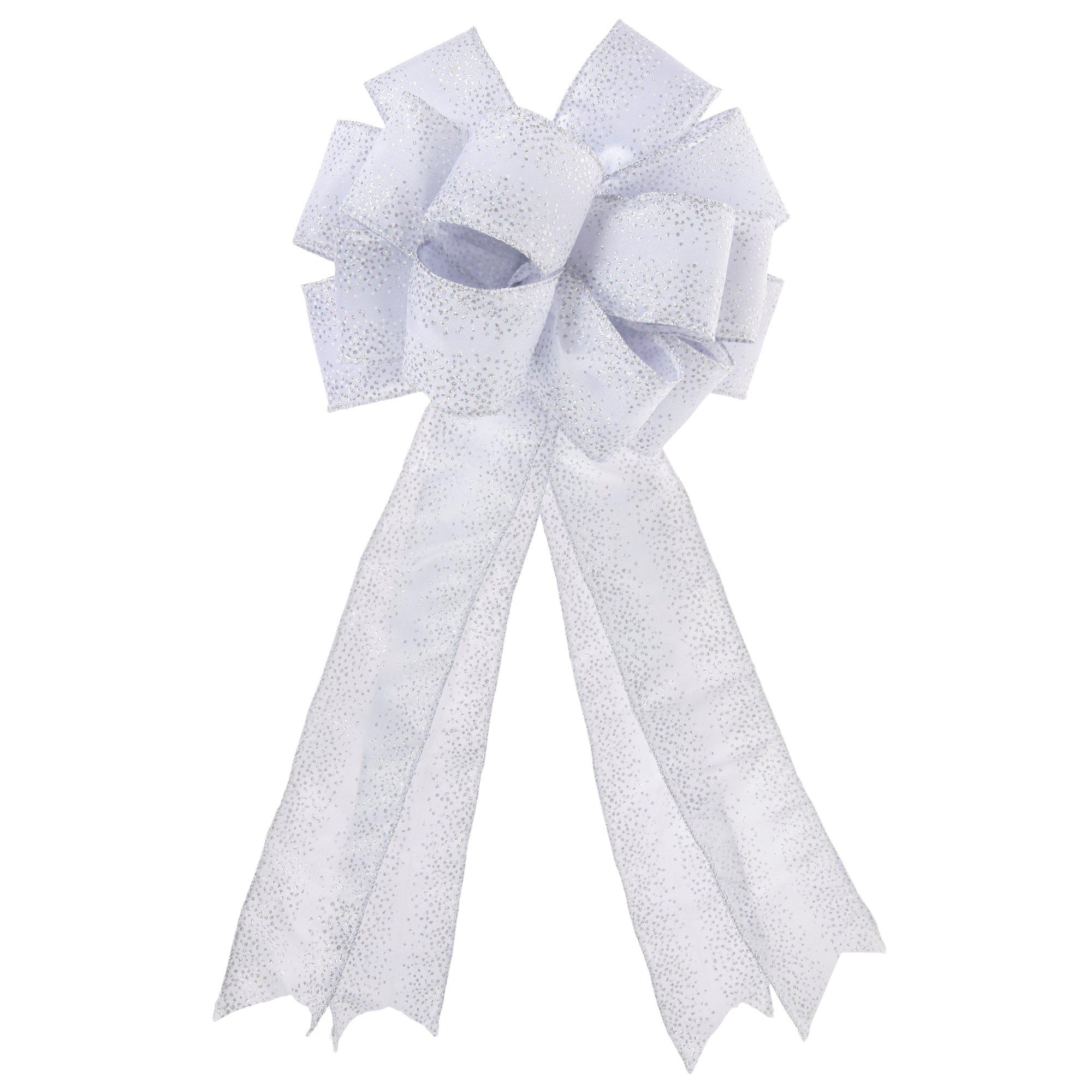 White & Silver Glitter Bow Hobby Lobby 5081260