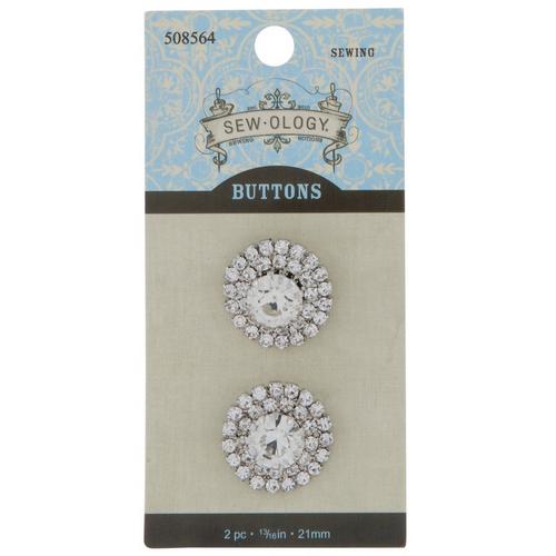 Round Rhinestone Shank Buttons  21mm