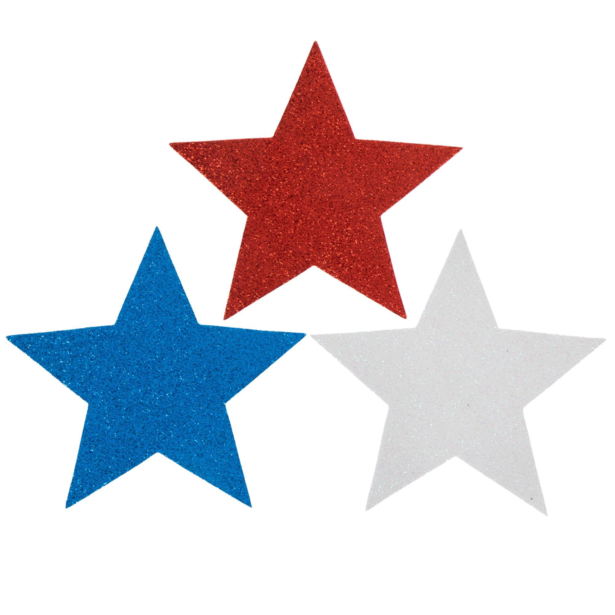 360 Pcs Patriotic Star Stickers - Red White Blue Glitter Foam Stars For July 4th Decorations