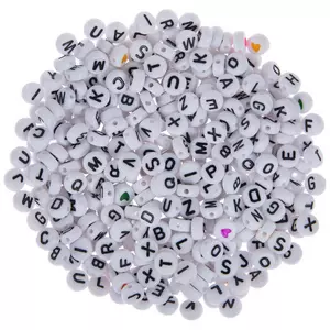 Hello Hobby White Alphabet Beads with Black Letters - 360 Piece
