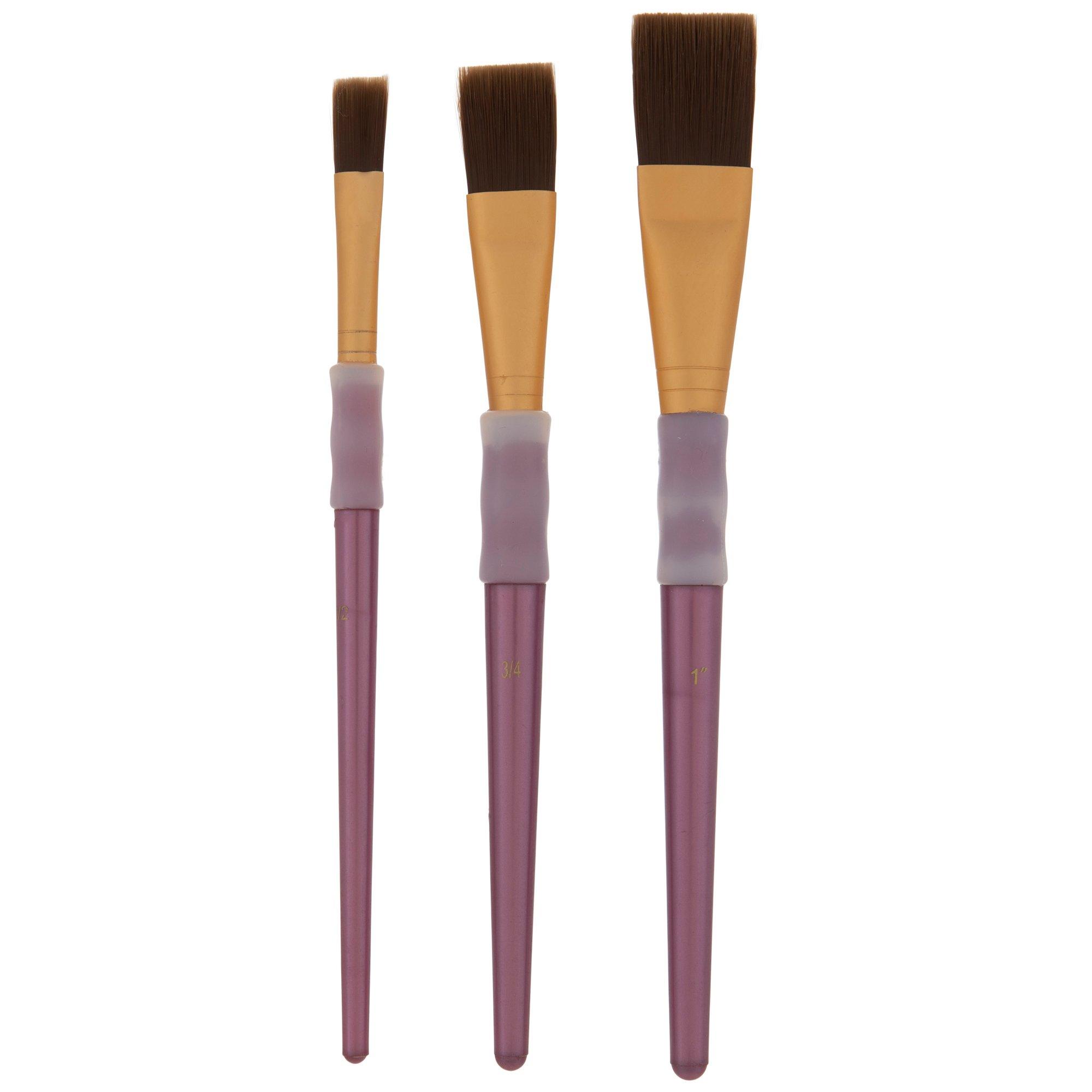 Synthetic Camel Hair Flat Paint Brushes 3 Piece Set Hobby Lobby 510404