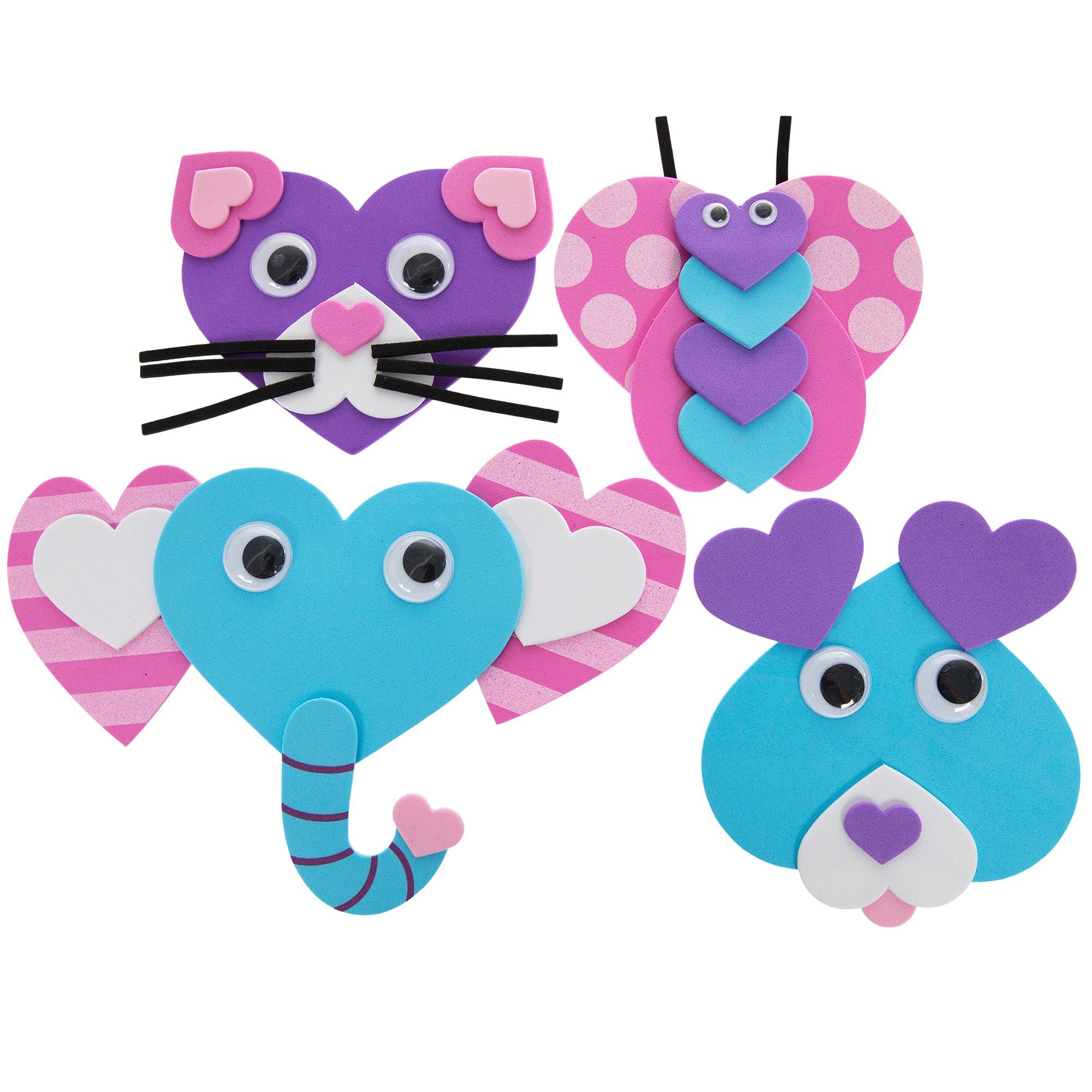  Winlyn 24 Sets Valentine's Day Craft Kits DIY Foam Hearts to  Animal Shape Ornaments Art Sets Heart Dog Unicorn Bee Cat Owl Butterfly  Ladybug Llama Decorations for Kids Valentine Spring Party