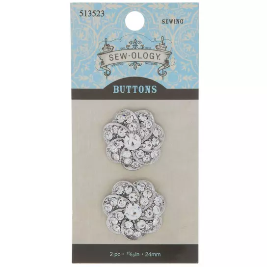 Silver Swirl Rhinestone Buttons - 24mm, Hobby Lobby