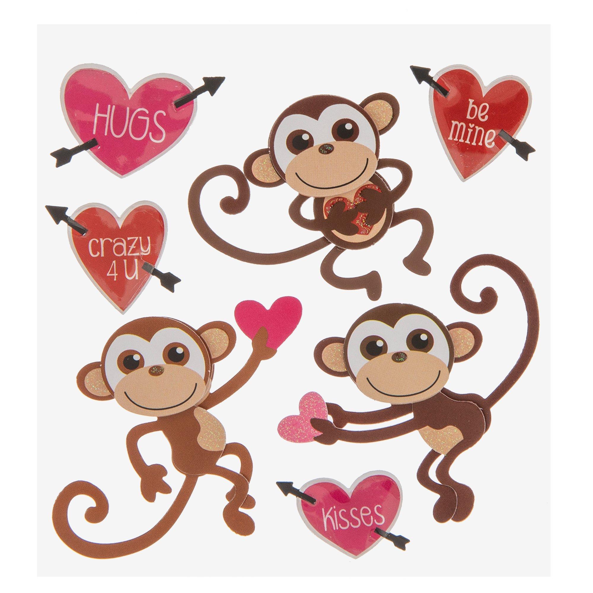 Monkeys & Hearts 3D Stickers Hobby Lobby 5150867