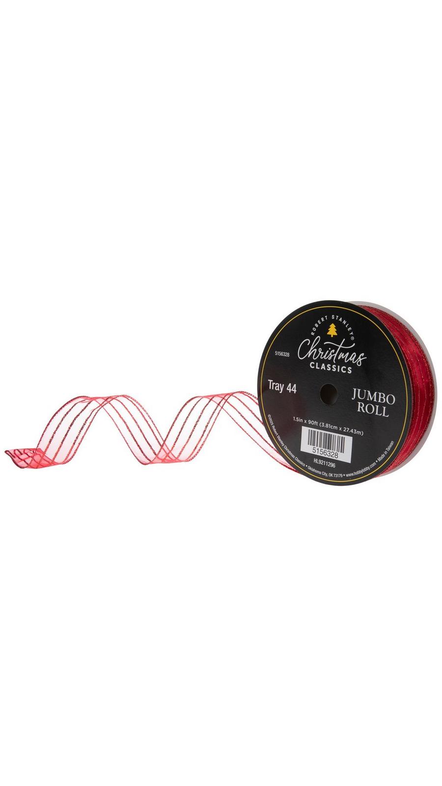 Glitter Striped Wired Edge Sheer Ribbon | Hobby Lobby | 5156328
