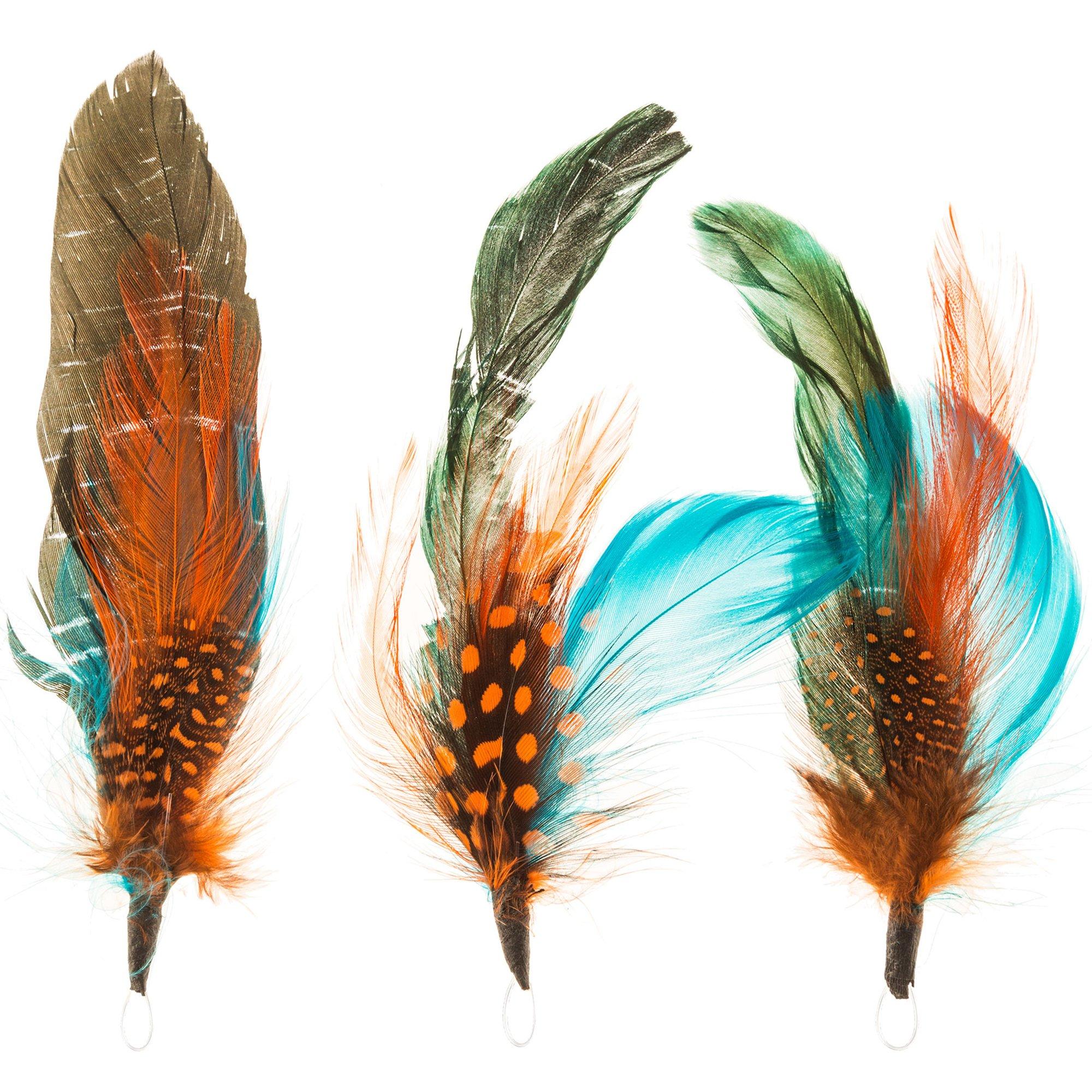 Bright Natural Feather Picks With Loops - 6