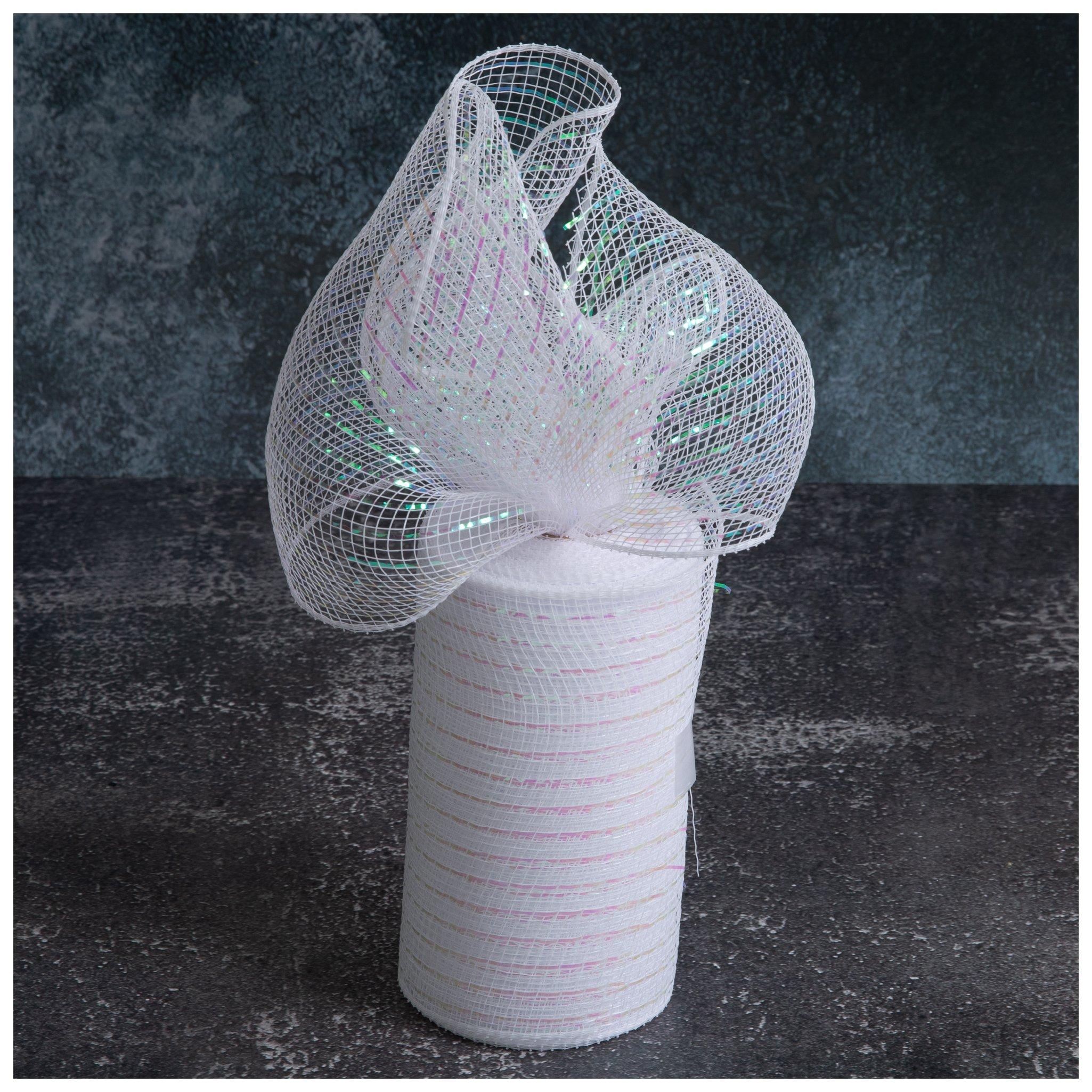 Iridescent White Deco Mesh Ribbon - 5 1/2" view 1