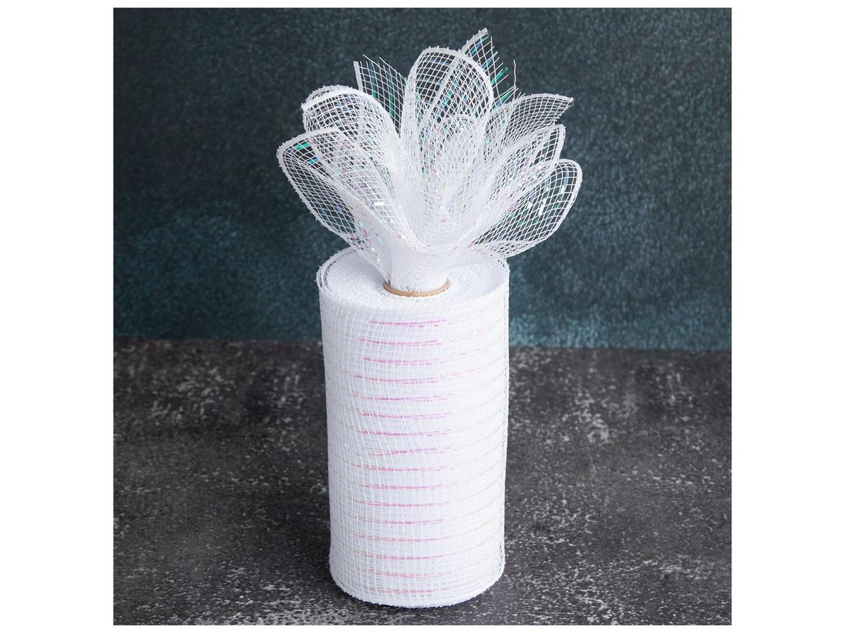 Iridescent White Deco Mesh Ribbon - 5 1/2