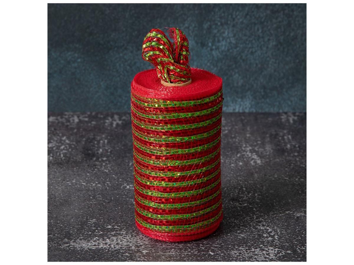 Metallic Red & Green Deco Mesh Ribbon - 5 1/2