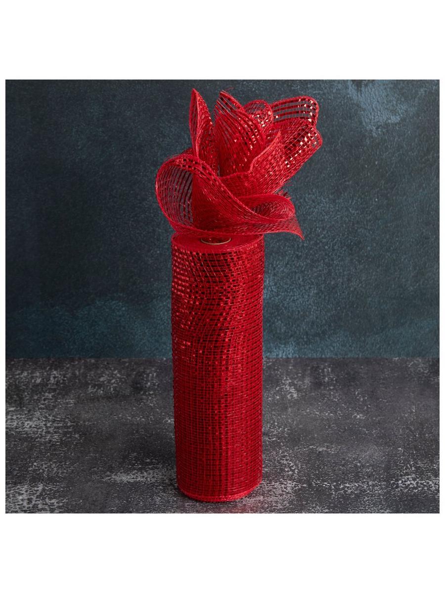 Red Metallic Deco Mesh Ribbon - 10