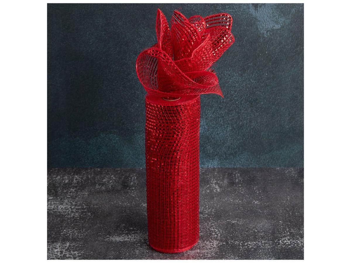 Red Metallic Deco Mesh Ribbon - 10