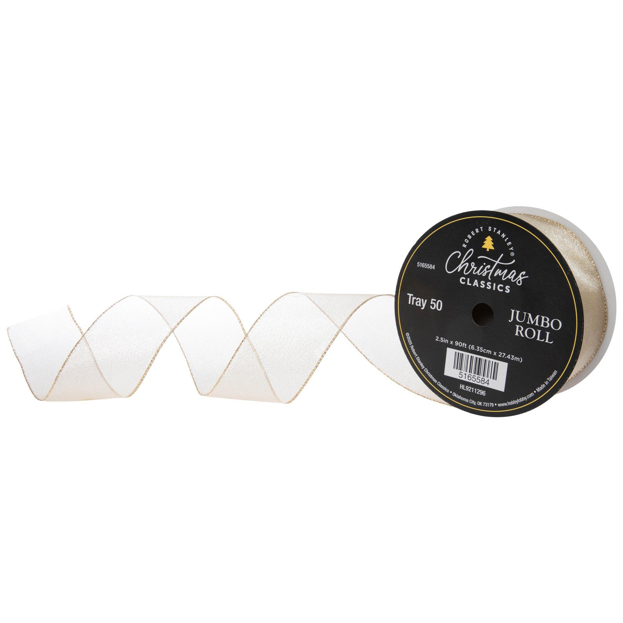 Gold Metallic Wired Edge Sheer Ribbon - 2 1/2" view 1