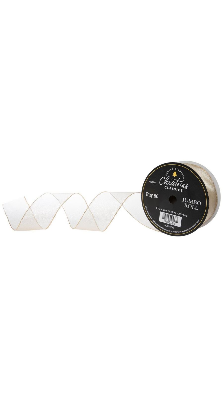Gold Metallic Wired Edge Sheer Ribbon - 2 1/2