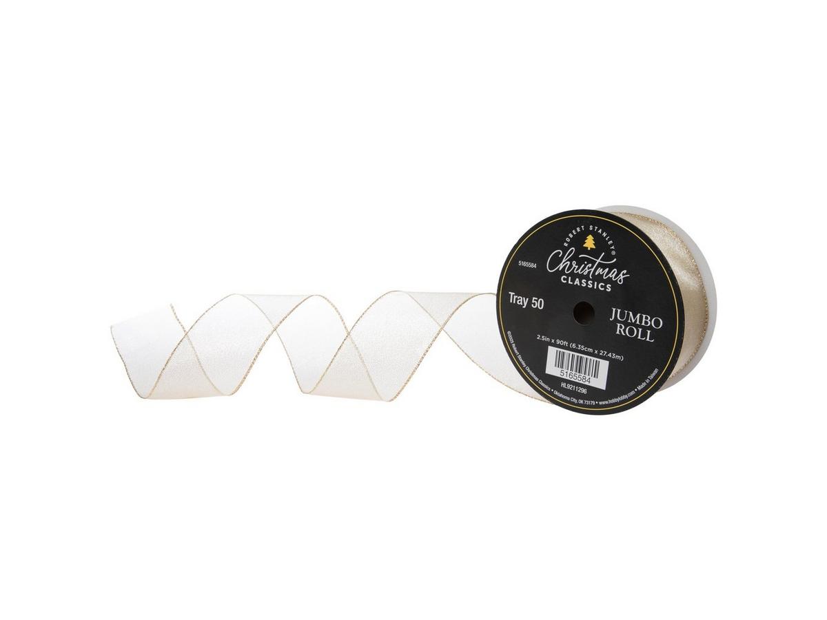 Gold Metallic Wired Edge Sheer Ribbon - 2 1/2