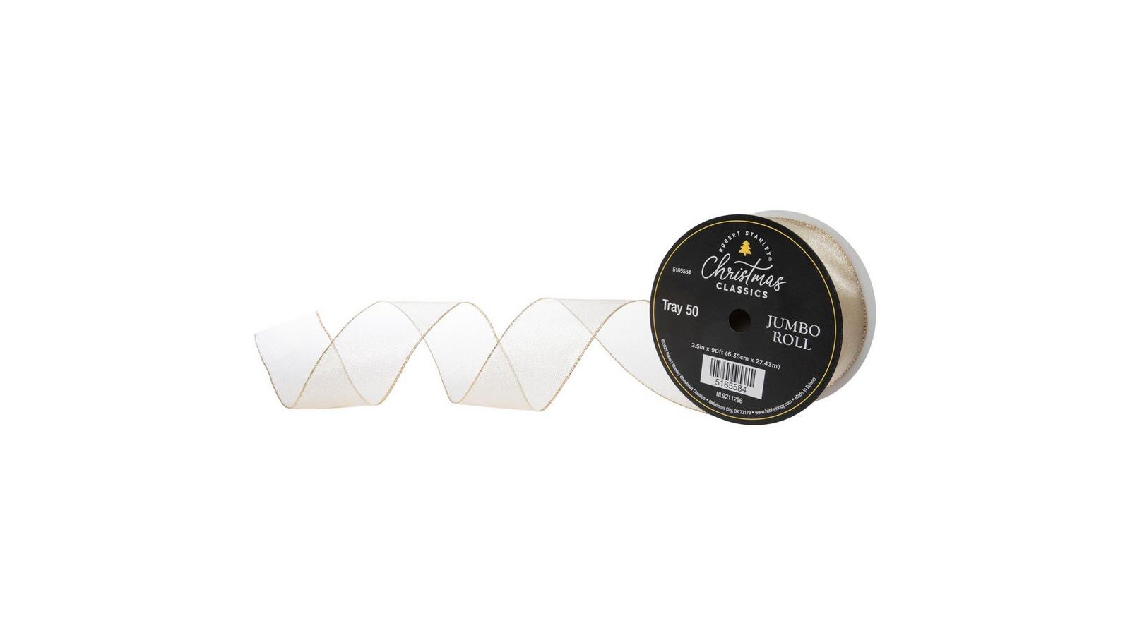 Gold Metallic Wired Edge Sheer Ribbon - 2 1/2