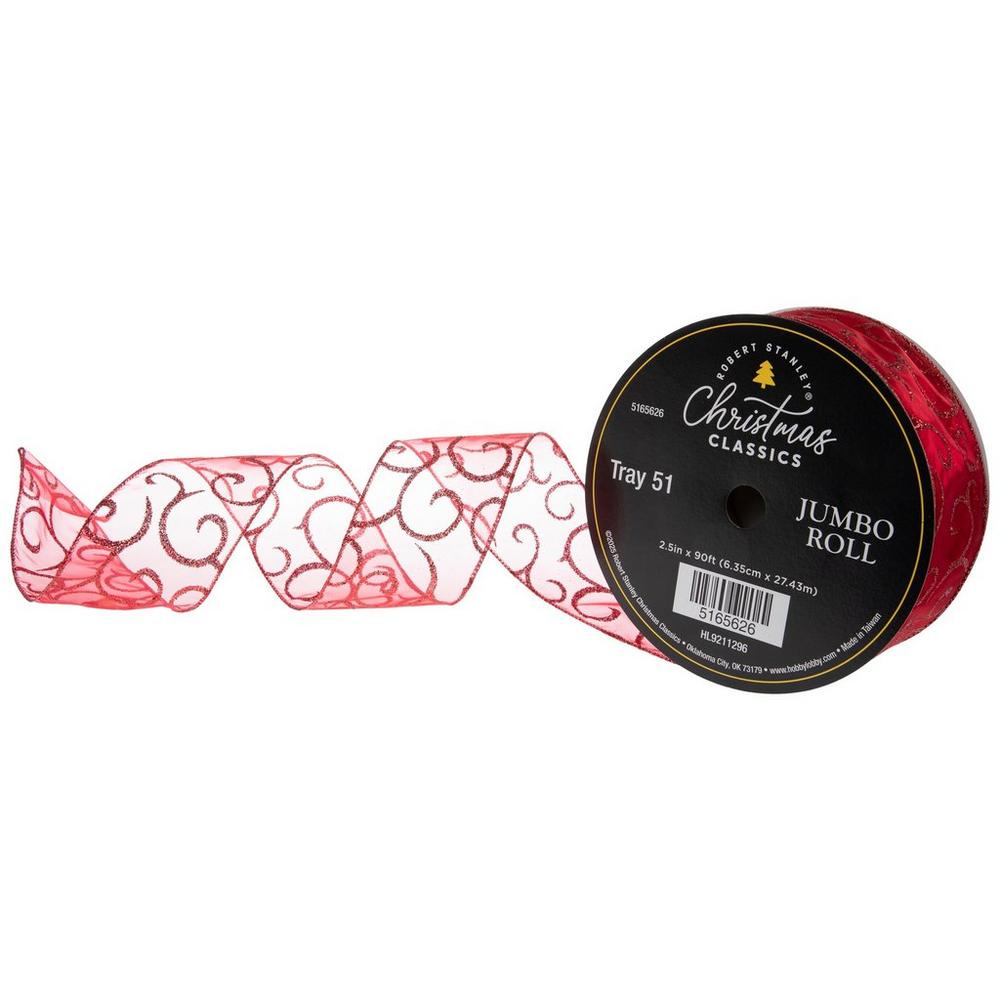 Glitter Scroll Wired Edge Sheer Ribbon | Hobby Lobby | 5165626