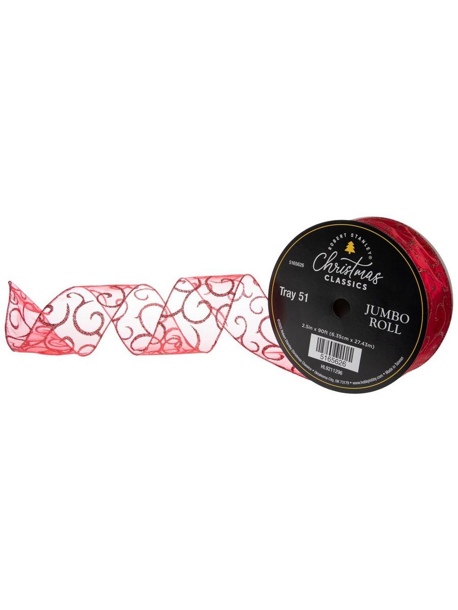 Glitter Scroll Wired Edge Sheer Ribbon | Hobby Lobby | 5165626