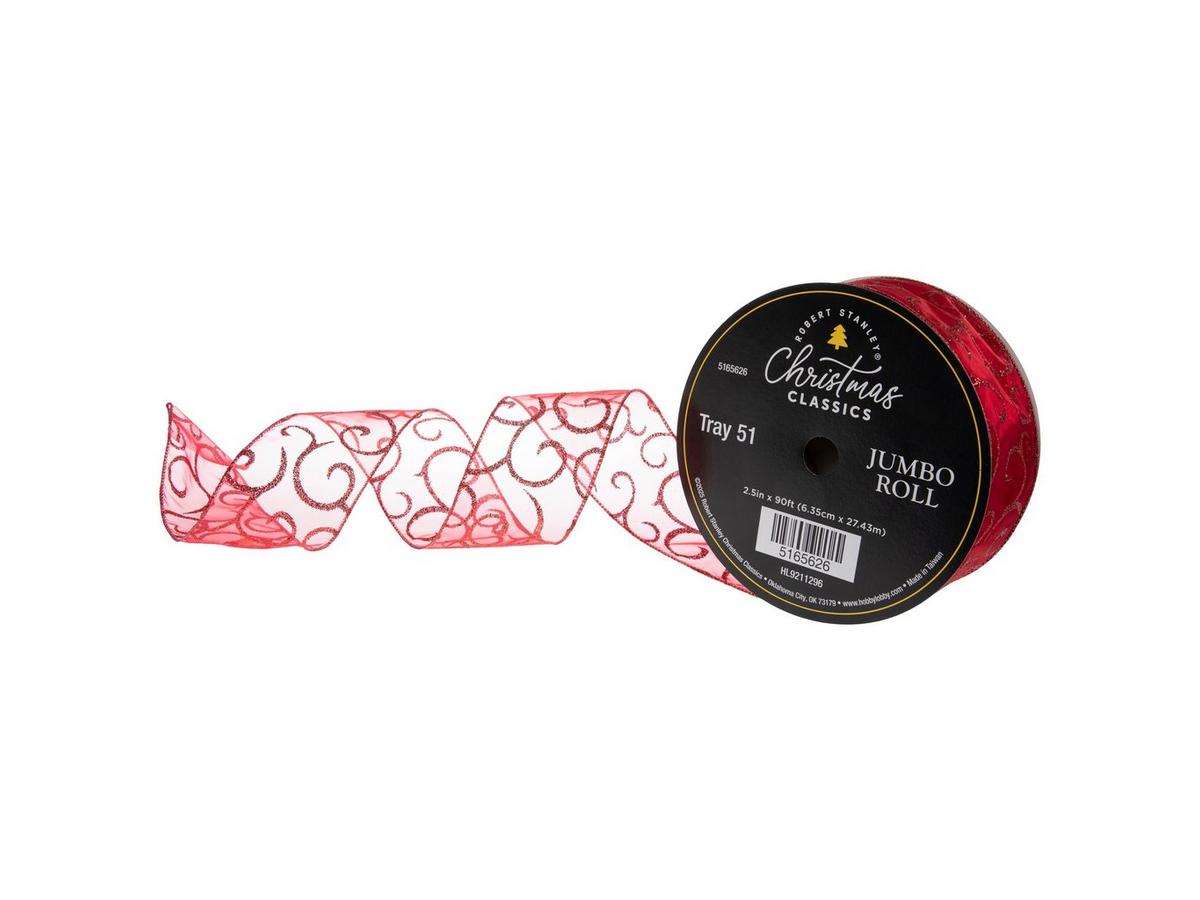 Glitter Scroll Wired Edge Sheer Ribbon | Hobby Lobby | 5165626