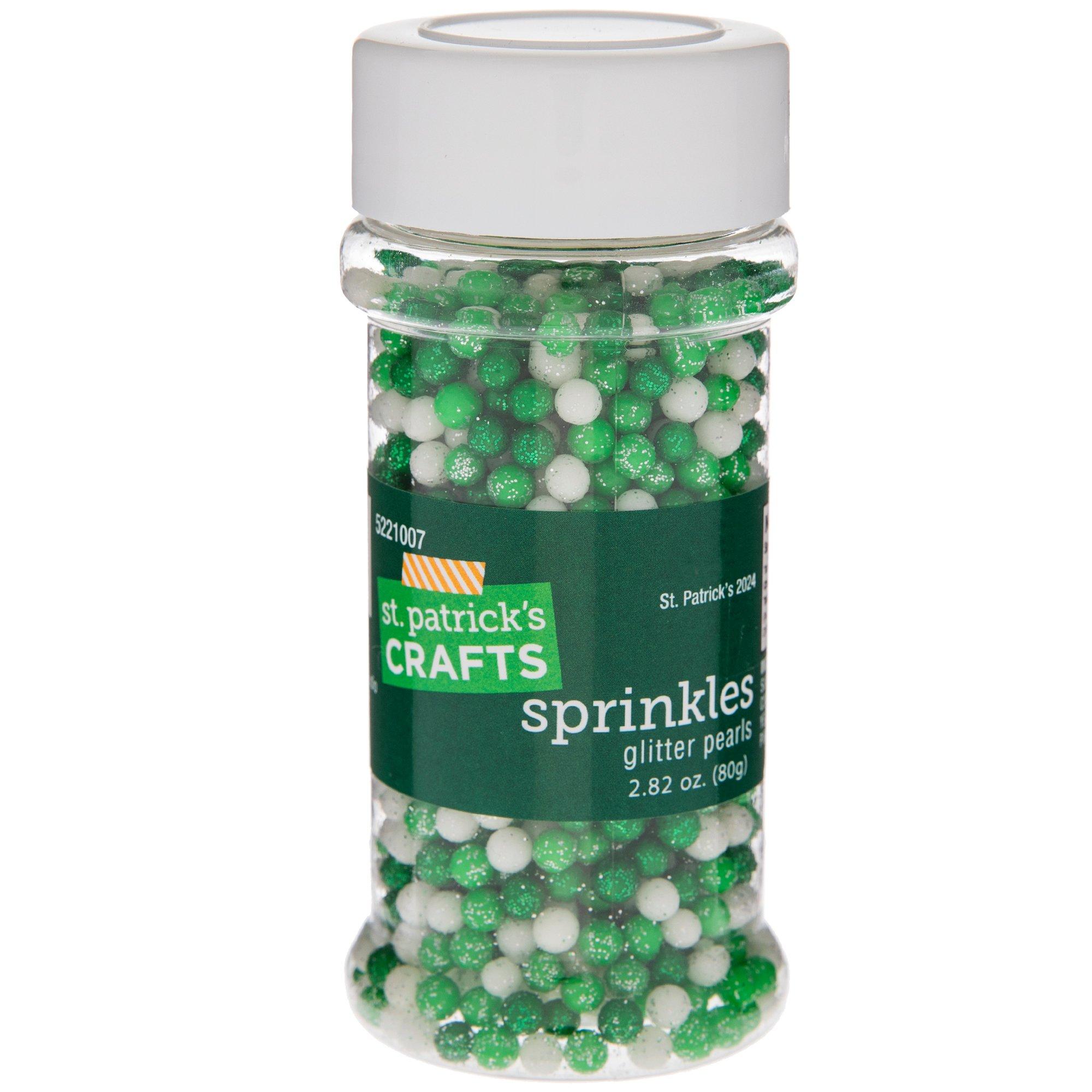 Green & White Glitter Pearl Sprinkles, Hobby Lobby
