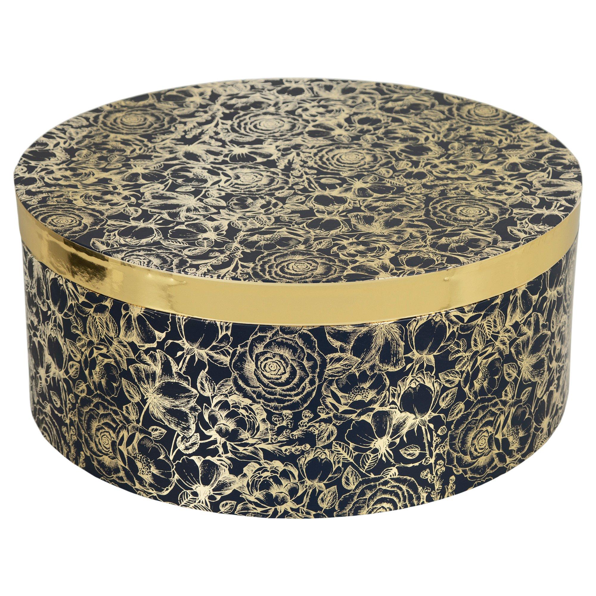 Gold Floral Round Box