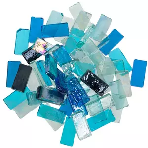 Blue Iridescent Rectangle Glass Mosaic Gems